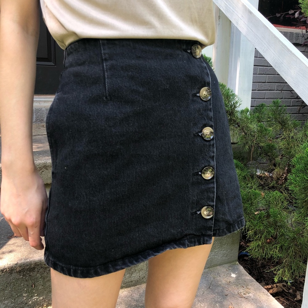 Top shop black denim mini skirt